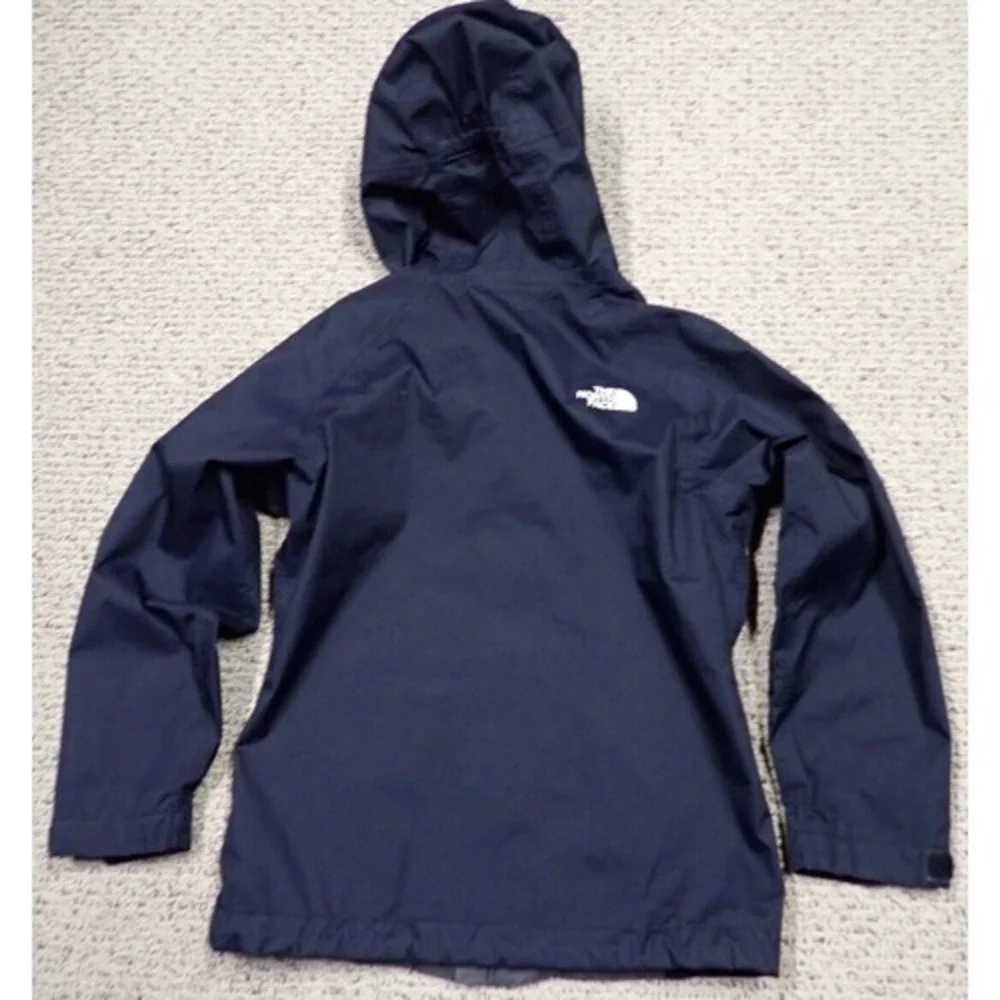 The North Face Rain Jacket Girls 7/8 Navy Grey Good Packable Waterproof DryVent
